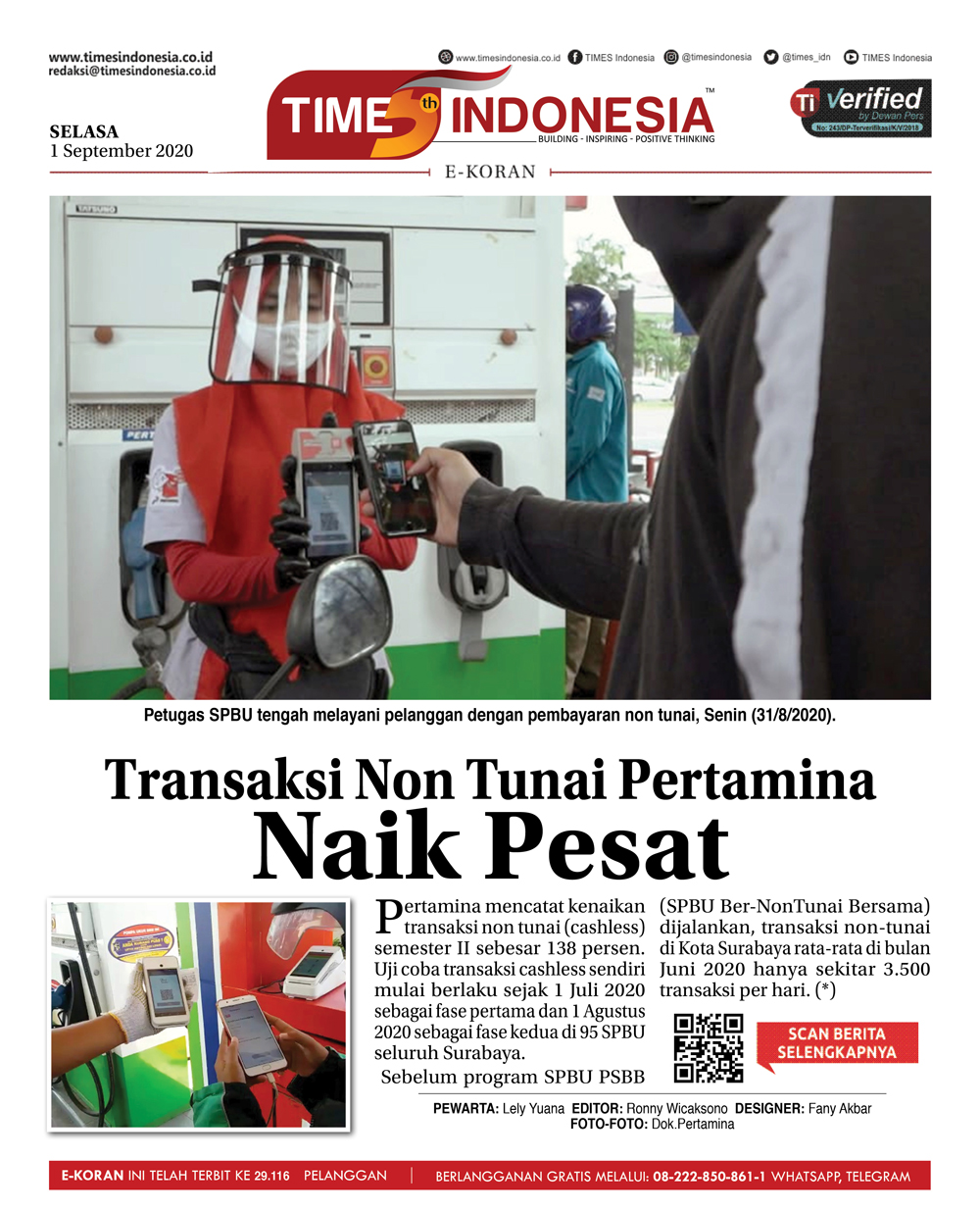 Pertamina Catat Kenaikan Transaksi Non Tunai Semester II TIMES Indonesia