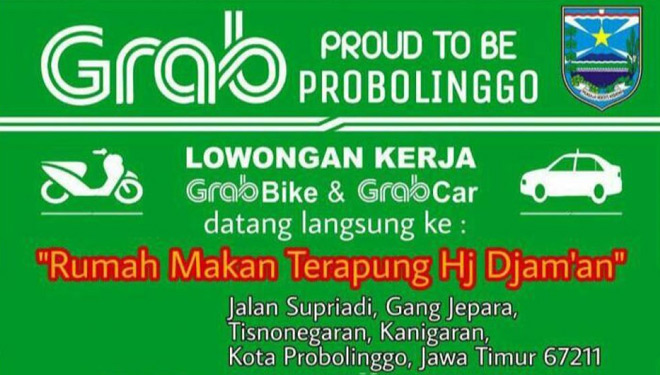 Pengumuman lowongan kerja Grab Bike dan Grab Car yang menuai krontroversi (FOTO: Istimewa)