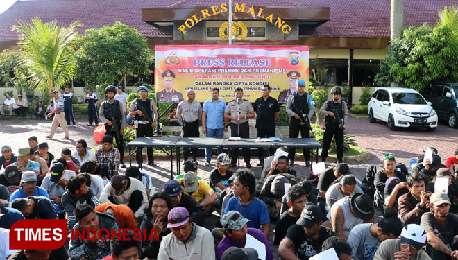 Polres Malang mengamankan anak Punk/Pengamen sebanyak 64 orang, Pemalakan 22 orang, mabuk 39 orang, parkir liar sebanyak 40 orang. Sabtu (9/12/2017) (FOTO: Istimewa) 