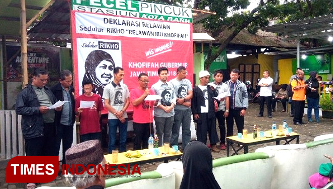 Suasana Sedulur Rikho Kota Malang saat mendeklarasikan dukungan. (FOTO-FOTO: Imad/TIMES Indonesia)