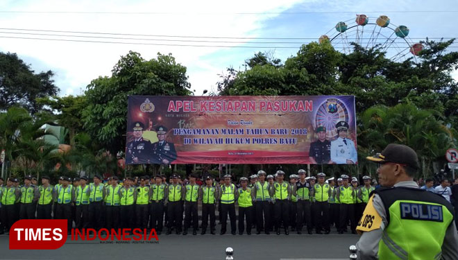 Persiapan Car Free Night Polres Batu untuk Menyongsong pergantian Tahun Baru 2018, Kota Wisata Batu Minggu (31/12/2017) (FOTO: Ferry/ TIMES Indonesia)