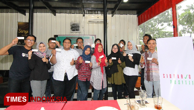 Sejumlah Pemuda saat Launching Gerakan Sidoarjo Positif. (FOTO: Rudi Mulya/TIMES Indonesia)