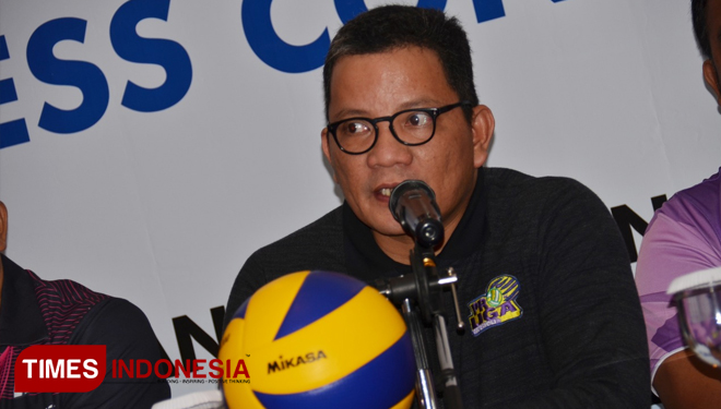Direktur Proliga, Hanny S Surkatty dalam press conference Proliga Final Four 2018 di Hotel Ibis Style Malang. Sabtu, 28/3/2018. (FOTO: Tria Adha/TIMES Indonesia)