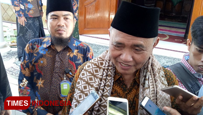 Ketua KPK Agus Rahardjo ketika menjawab pertanyaan awak media. (FOTO: Doni Heriyanto/TIMES Indonesia)