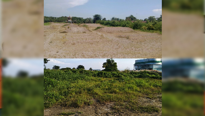 Lokasi pembangunan proyek jalur ekstream saat dibangun dulu (foto atas) dan foto saat ini ( foto bawah). (FOTO: Istimewa)