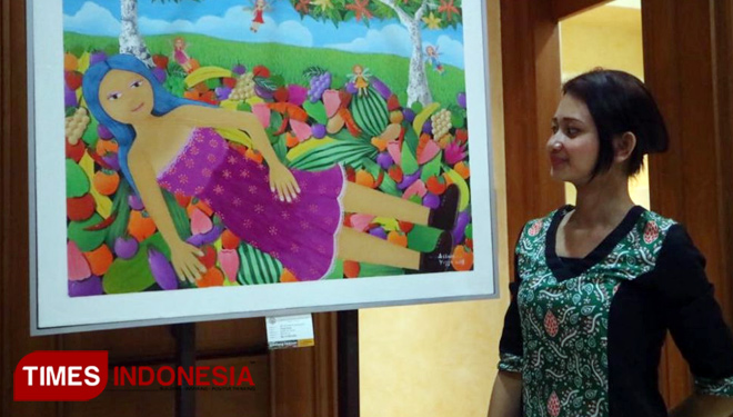 Beberapa karya Joko dan Sri Lestari yang diusung Goedang Loekisan di Taman Dayu Pasuruan, Jumat (6/4/2018). (FOTO: Lely Yuana/ TIMES Indonesia)