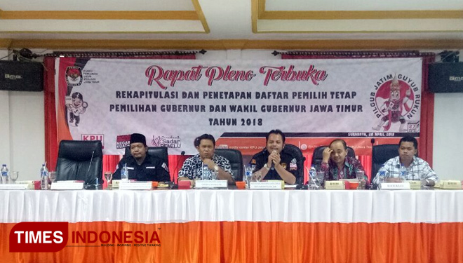 Rapat Pleno oleh KPU Jawa Timur 2018 (FOTO: Nasrullah/TIMES Indonesia)