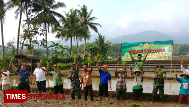 Suasana kegiatan Tanam Perdana untuk Mendukung Gerakan Percepatan Tanam di Desa Berta, Banjarnegara, Rabu (25/4/2018). (FOTO : BBPP Batu for TIMES Indonesia)