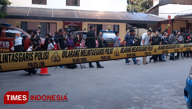 Garis Polisi masih terpasang di Rumah Sakit Polri, di Kramat Jati, Rabu (9/5/2018) sore (FOTO: alfi/ TIMES Indonesia)