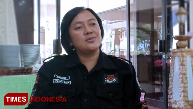 Ketua KPU Kota Batu, Rochani yang ditemui usai sosialisasi Silon, Rabu (6/6/2018) di Hotel Purnama Kota Batu. (FOTO: Ferry/TIMES Indonesia)