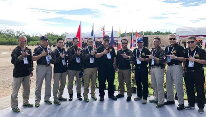 Tim tembak Polri Indonesia berhasil menyabet gelar juara umum satu di Asean Shooting Competition 2018 di Cha Am, Huahin, Thailand. Kamis (7/6/2018). (FOTO: Istimewa/TIMES Indonesia)