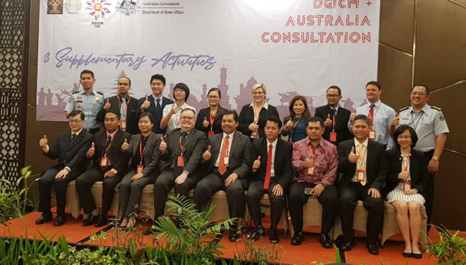 Delegasi negara-negara anggota ASEAN dan Australia melakukan pertemuan untuk memperkuat kerja sama dalam pengawasan bidang keimigrasian, di Kota Mataram, Lombok, NTB, Selasa (3/7/2018). (FOTO: Istimewa)