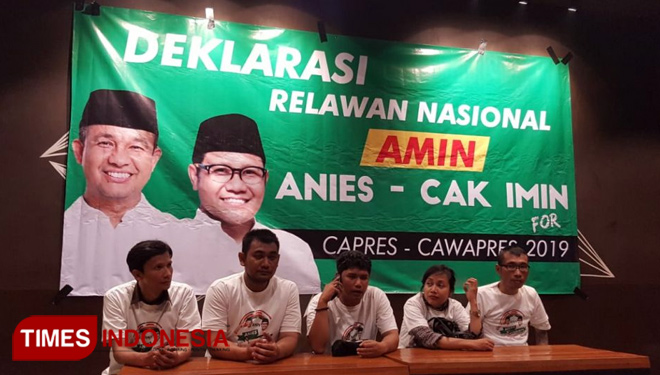 Relawan Anies Baswedan - Cak Imin saat deklarasi di Depok (FOTO: Alfi Dimyati/Times Indonesia)