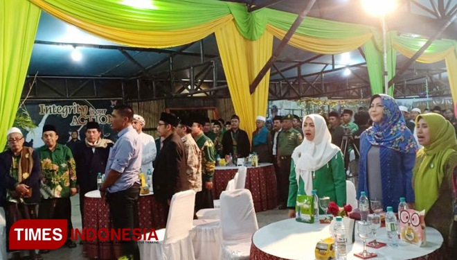 Suasana halal bihalal yang digelar PCNU Kota Batu di SMA Selamat Pagi Indonesia, Sabtu (14/7/2018) malam. (FOTO: Ferry/TIMES Indonesia).