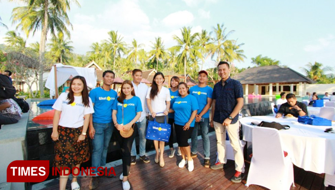 Peserta Meeting dan Gatheting Tiket.com di Holiday Resort Lombok, Selasa (17/7/2018). (FOTO: Anugrah Dany S/TIMES Indonesia)