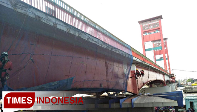 Proses rehabilitasi Jembatan Ampera Palembang (Foto: Kementerian PUPR RI for TIMES Indonesia)