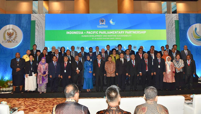 Ketua DPR RI Bambang Soesatyo di saat acara pembukaan Indonesia Pacific Parliamentary Partnership (IPPP) dengan membahas tema