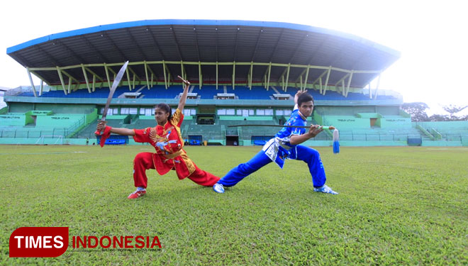 Atlet Wushu asal Malang Ahmad Ghifari dan Aqila Ghaida meraih medali perak dan perunggu dalam Kejuaraan Wushu Junior Dunia 7 di Brazil. (FOTO: Tria Adha/TIMES Indonesia)