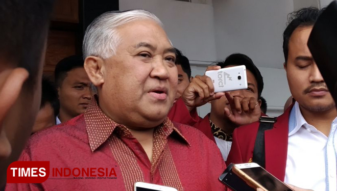 Mantan Ketua PP Muhammadiyah Din Syamsuddin saat ditemui di UMM Kota Malang. (FOTO: Imadudin M/Times Indonesia)