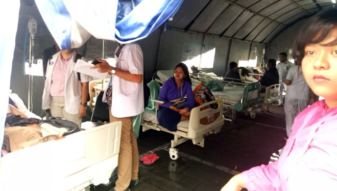Kondisi pasien di rumah sakit Sanglah Denpasar, Bali. Senin (6/8/2018). (FOTO: Istimewa)