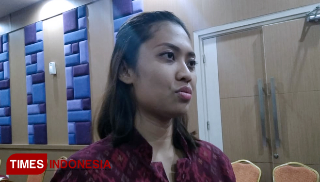 Anggun selaku Humas Indonesia Tourism Development Corporation (ITDC) Nusa Dua, Bali. Rabu (8/8/2018). (FOTO: Khadafi/TIMES Indonesia)