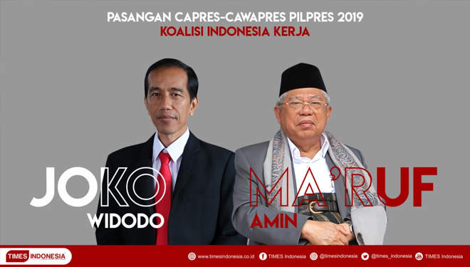 Joko Widodo - Prof KH Ma'ruf Amin sebagai Calon Wakil Presiden (Cawapres) dalam koalisi kerja untuk maju dalam Pemilu 2019. (Grafis: Dena/TIMES Indonesia)