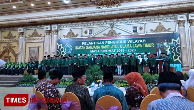 Suasana pelantikan ISNU Jatim di Hotel Utami Sidoarjo, Minggu. (FOTO: Nasrullah/TIMES Indonesia)