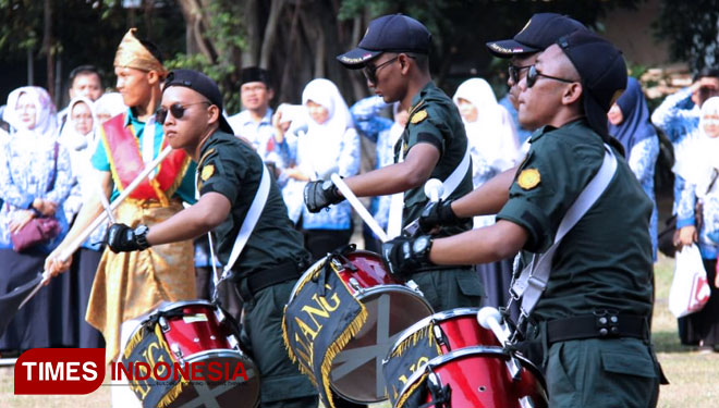 Penampilan Marching Band Gita Swara Bhakti Bumi Polbangtan Malang di Kementan RI Jakarta pada upacara peringatan HUt ke-73 RI. (FOTO: Humas Polbangtan Malang for TIMES Indonesia)