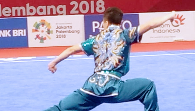 Marvelo Edgar Xavier sukses meraih medali perak, Minggu (19/8/2018) di GOR Jiexpo, Jakarta Utara. (FOTO: INASGOC/Antara)