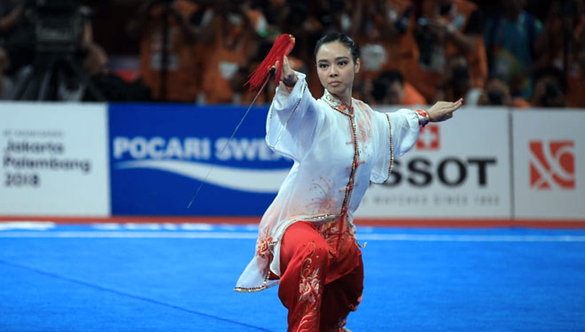 Atlet Wushu Indonesia, Lindswell Kwok (FOTO: Kemenpora)