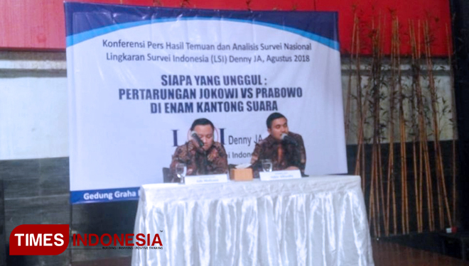 Rilis Survei LSI Denny JA. (FOTO: Alfi Dimyati/TIMES Indonesia)