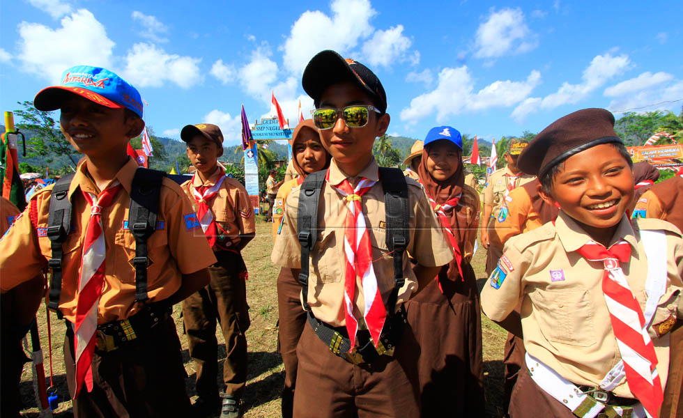 Peserta pionner Karang Pamitran 2018 di Desa Lebakharjo Kab Malang. (Foto : Tria Adha/ TIMES Indonesia).