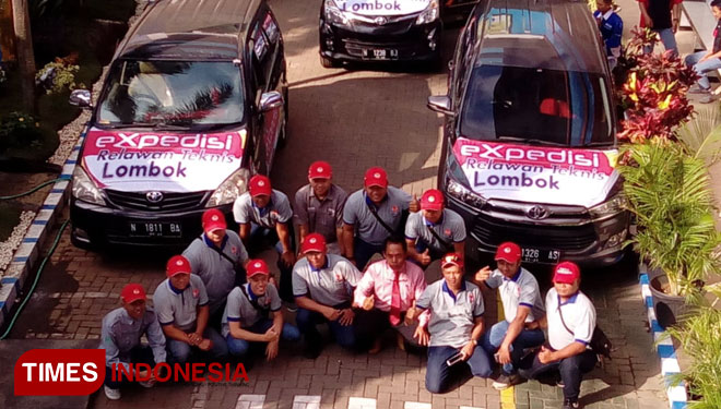 Tim ekspedisi Lombok SMK PGRI 3 Malang yang akan berangkat ke Lombok untuk membantu program pemulihan pasca gempa. (FOTO: SMK PGRI 3 Malang for TIMES Indonesia)