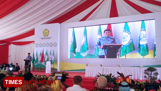 Menteri Pertanian RI, Andi Amran Sulaiman melaunching 6 Polbangtan di Bogor, Jawa Barat, Selasa (18/9/2018). (FOTO: Humas Polbangtan Malang for TIMES Indonesia)