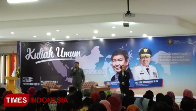 Kuliah tamu di FIA UB, Kota Malang, Jawa Timur, Kamis (20/9/2018). (FOTO: Imadudin M/TIMES Indonesia)