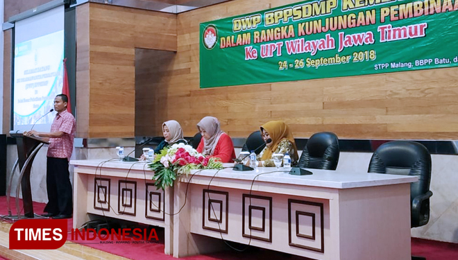 Kepala Bagian Umum BBPP Batu menerima kunjungan kerja DWP BPPSDMP. (FOTO: AJP/TIMES Indoesia)
