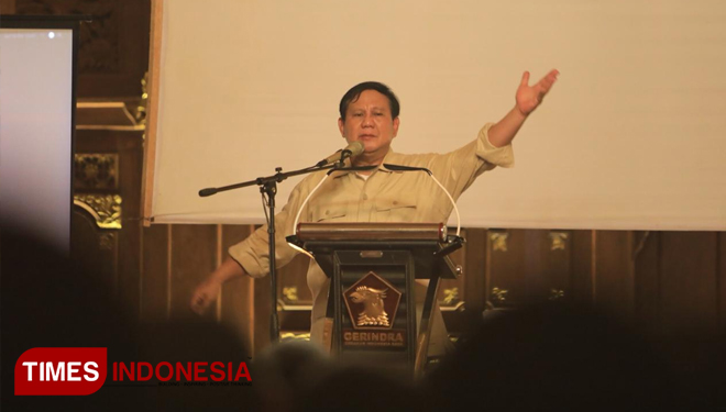 Calon Presiden RI Nomor urut 02, Prabowo Subianto (Foto: Dokumen TIMES Indonesia)