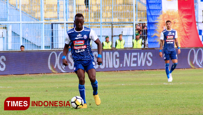 Gelandang Arema FC Makan Konate. (FOTO: Tria Adha/TIMES Indonesia)