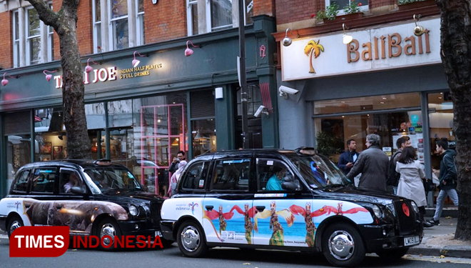 Taksi kota London dengan gambar tari Gandrung Banyuwangi (FOTO: Humas Pemkab Banyuwangi for TIMES Indoensia)