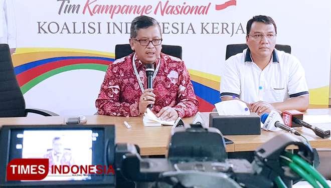 Sekretaris TKN duet Jokowi-KH Ma'ruf Amin, Hasto Kristiyanto. (FOTO: TKN fot TIMES Indonesia)
