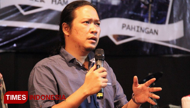 ketika sabrang memaparkan materi. (FOTO: AJP TIMES Indonesia)