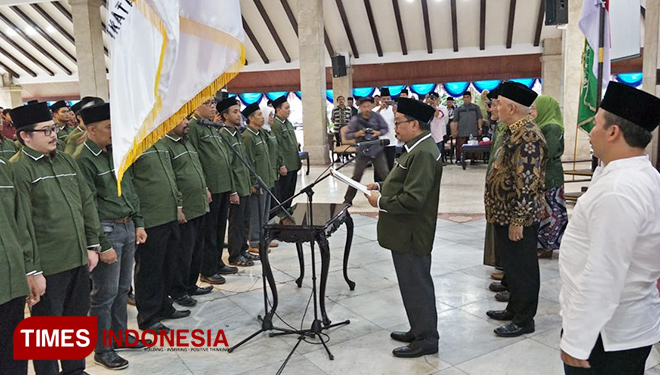Pelantikan Pengurus Cabang ISNU Kabupaten Malang di Pendopo Agung, Kabupaten Malang sore tadi. (FOTO: widodo irianto/TIMES Indonesia)