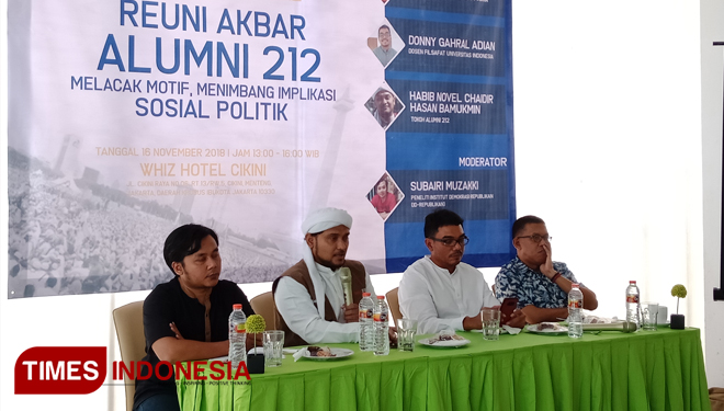 Diskusi bertajuk 'Reuni Akbar Alumni 212, Melacak Motif, Menimbang Implikasi Sosial Politik' di Whiz Hotel, Cikini, Jakarta Pusat, Jumat (16/11/2018). Foto: Rahmi Yati Abrar/TIMES Indonesia.