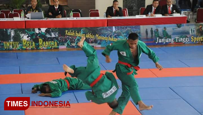 Suasana pertandingan Kejurnas Yongmoodo Kasad CUP ke-8 2018 di Bali pada hari kedua, Minggu (25/11/2018). (FOTO: Penrem 162/WB for TIMES Indonesia)