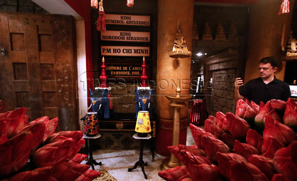 Suasana Saigonsan Restauran yang interiornya didesign ala Thailand dan Vietnam. (Foto : Tria Adha/TIMES Indonesia).
