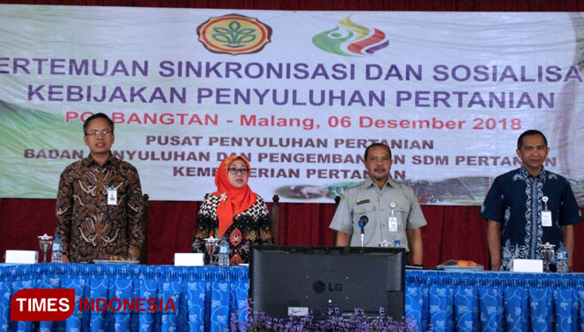 Pertemuan Sinkronisasi dan Sosialisasi Kebijakan Penyuluhan Pertanian, Kamis (6/12/2018) di Aula Sasana Giri Sabha Polbangtan Malang. (FOTO: Ferry/TIMES Indonesia)