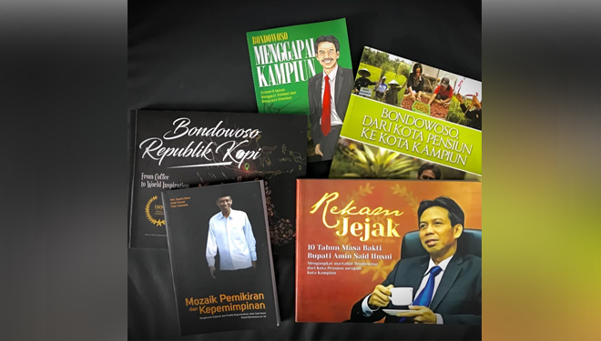 Ini lah buku-buku yang menceritakan kesuksesan ASH (Amin Said Husni) menjadi bupati Bondowoso dua periode (FOTO: Istimewa) 