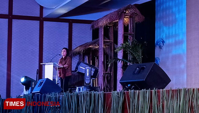 Menteri Keuangan Sri Mulyani saat peluncuran Program Digitalisasi Pembiayaan UMi di Aula Dhanapala, Kementerian Keuangan, Jakarta Pusat, Selasa (11/12/2018). (Foto: Rahmi Yati Abrar/TIMES Indonesia) 
