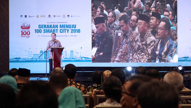 Acara penghargaan Gerakan 100 Smart City 2019 di Tangerang Selatan, Jumat (14/12/2018). (FOTO: Istimewa)