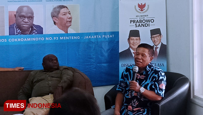 Letjen Suharto dalam diskusi bertajuk 'Keamanan Pilpres 2019: Optimisme atau Kekuatiran?' di Seknas Prabowo-Sandi, kawasan Menteng, Jakarta Pusat, Selasa (18/12/2018). (Foto: Rahmi Yati Abrar/TIMES Indonesia)